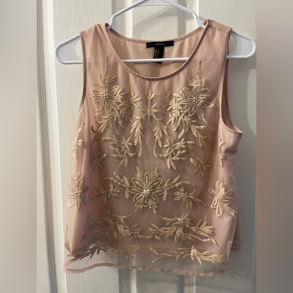 Forever 21 Pink Embroidered Women's Top